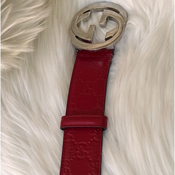 GUCCI Interlocking G Logo Red Authentic Men’s Belt - Picture 8 of 12